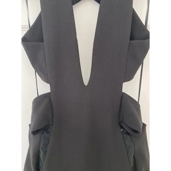 Solace London Plunging Black Gown with Cut Outs - Picture 9 of 14